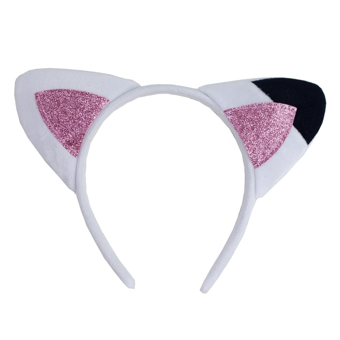 JRYXDS Diadema Orejas de Gato Niña Blanco, Diademas con Orejas de Gato,con Purprina Rosa para Carnaval Disfraz Fiesta Temática Halloween Cumpleaños Regalo