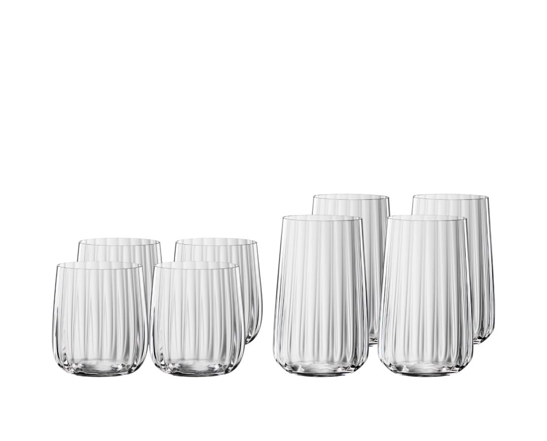Spiegelau, 8-teiliges LifeStyle Set, 4x Becher (340 ml), 4x Longdrink Becher (510 ml), 4459895, Kristallglas, Spülmaschinenfest, Klar