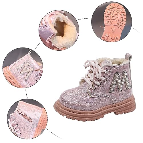 IWIHMIV Girls Ankle Boots Non Slip Dress Booties Comfortable Winter Warm Shoes With Zipper Lace Up Riding Boots4