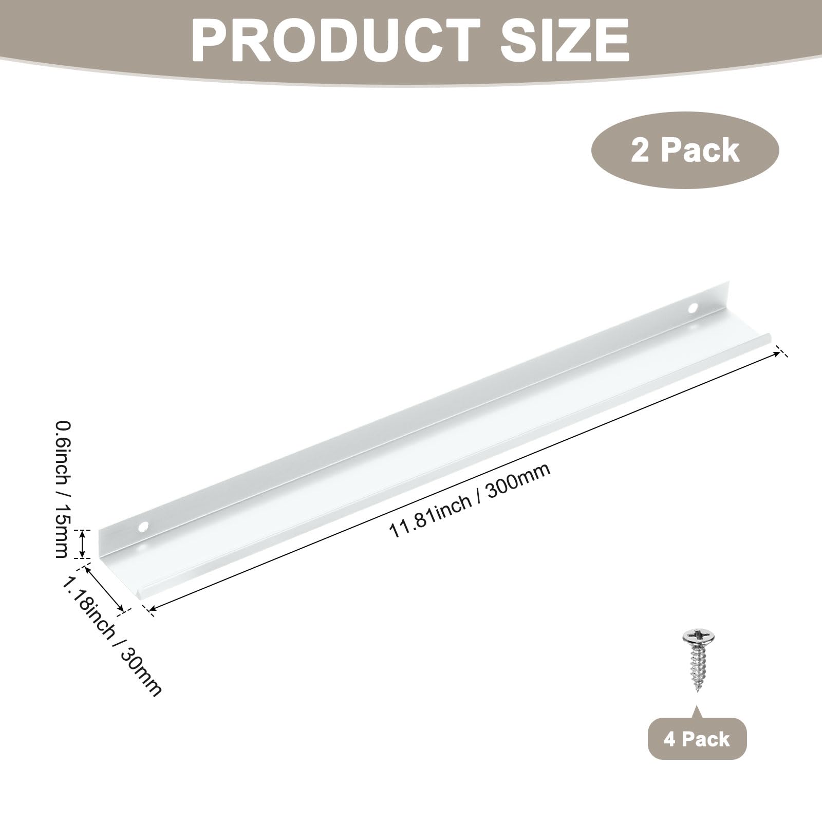M METERXITY 2-Pack Cabinets Drawers Edge Pulls - Image 3