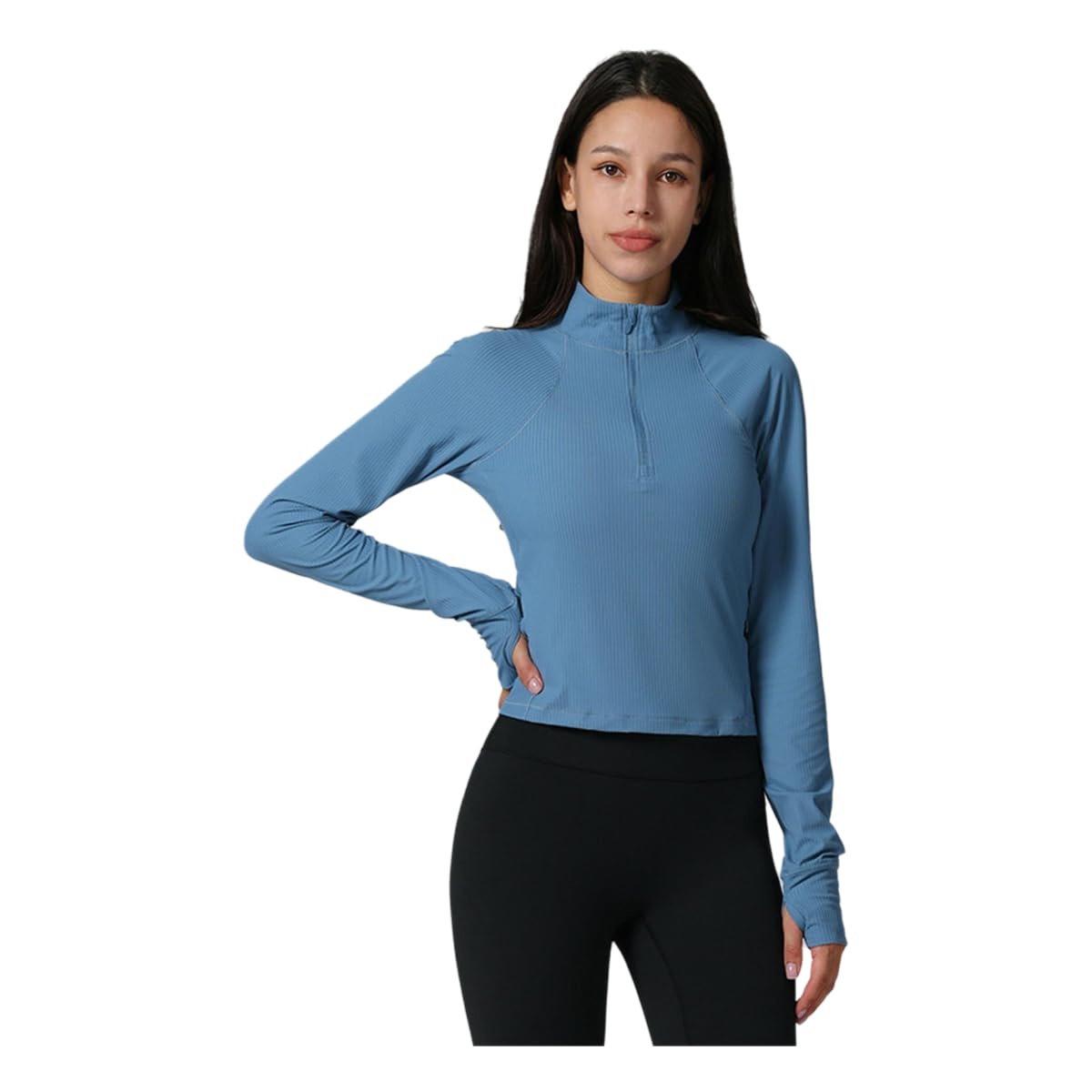 Evita rozaduras con la ropa de yoga para mujer elástica con media cremallera