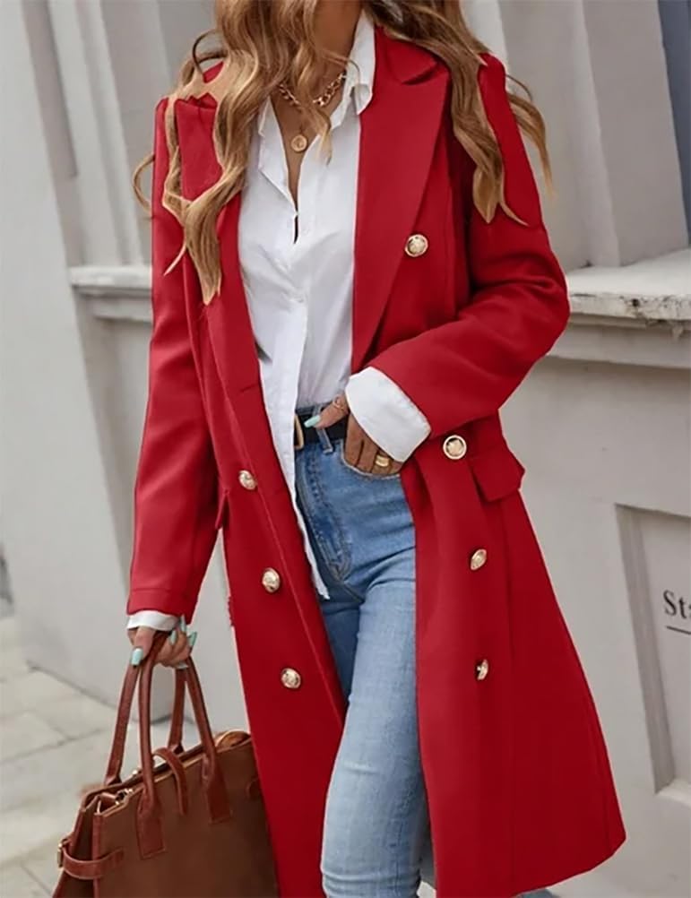 IDEALSANXUN Womens Long Wool Coat for Women Fall Winter Trench Coat Trendy Jackets - Image 3