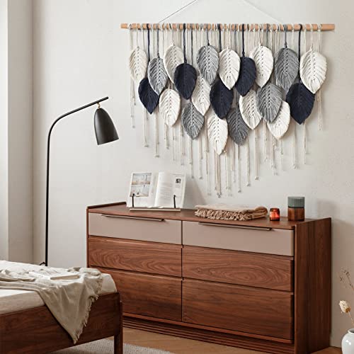 Macramé mural plumes pour salon et chambre bohème chic - 6