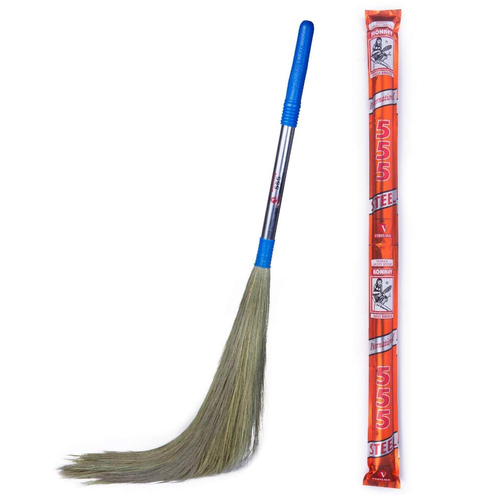 Monkey 555 International Steel Handle Grass Broom for Sweeping Floor Removes fine dust | Premium & Tall Garo-Hill Grass Super Strong Durable and Long-Lasting Grass Broom (B0892LXRXG) Amazon Price History, Amazon Price Tracker