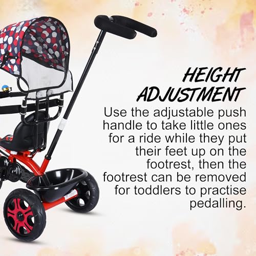 Image of AMARDEEP Baby Tricycle Rhodeo| Bis Approved Baby Tricycle - Safe, Stylish, And Sturdy | Plug And Play Assembly | Supports Up To 30 Kgs | Your Child's First Adventure On Wheels! (Red)