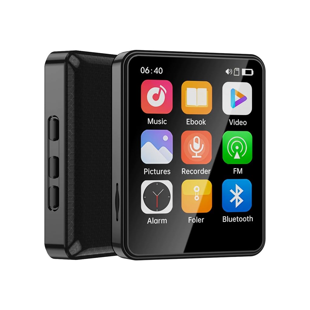 Reproductor de música con Bluetooth, batería de Larga duración y Biblioteca de música Esencial. Reproductor de portátil con Bluetooth, Totalmente, Negro, 128 GB