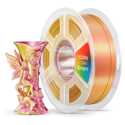 Image of YOOPAI Dual Color Silk PLA Filament 1.75mm, Two-Tone Coextrusion PLA 3D Printer Filament, Shiny Color Change Finish, Enhanced Formula for Stable Printing, 1kg Spool, Pink Gold