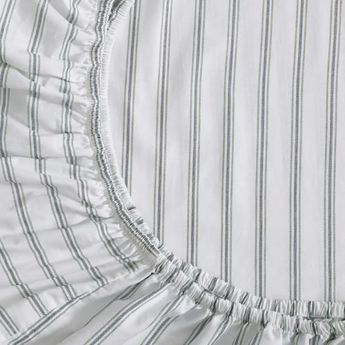 Image of Tommy Hilfiger - Full Size Sheets Set, Crisp & Tailored Cooling Sheets with a Cotton Percale Lightweight Feel - Bed Sheets with Matching Pillowcases & Fitted Sheet (Cass Park Mix Green)