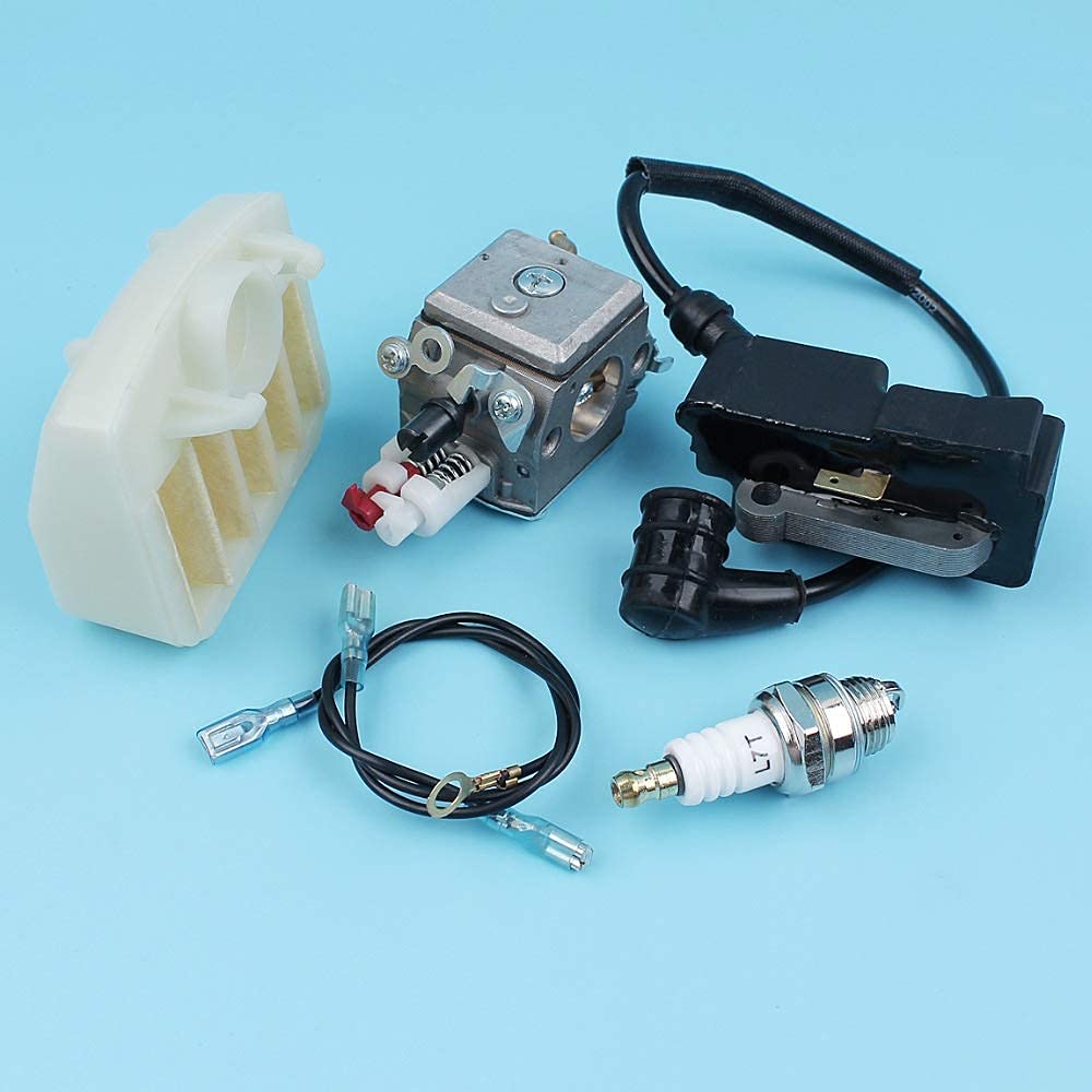 Kit de módulo de Bobina de Encendido del Filtro de Aire del carburador Compatible con Husqvarna 340345346350353 Bujía de Motosierra [# 503283208] Zama Carb