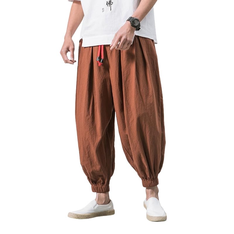 fensir Men Loose Lantern Pants Wide Leg Harem Style-picture-34