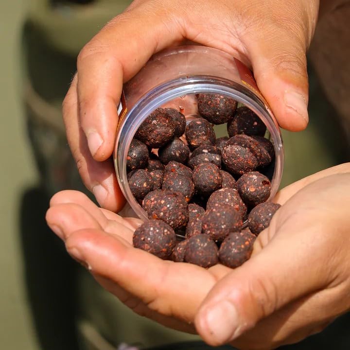 One More Cast OMC Meta Terminal Tackle Paella Boosted Cured Hookbaits - Soluble Crust with Hardened Inner Boilie - Match the Hatch Round Bottom Carp Bait