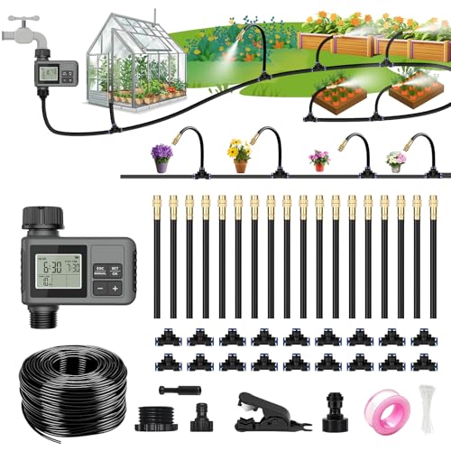 HEKIWAY 60FT Drip Irrigation System with Water Timer –...