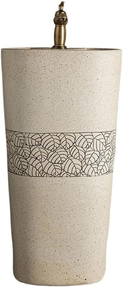 Pedestal Sinks Ceramic Column Wash Basin Balcony Bathroom Floor Integrated Home Sink (A)