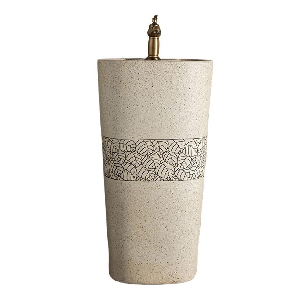 WDSOPK Pedestal Sinks Ceramic Column Wash Basin Balcony Bathroom Floor Integrated Home Sink