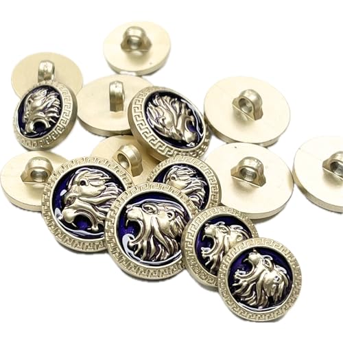 Image of Abs Golden 3D Lion Head Shank Button Embedded Enameled Lucite Round Abs Button for Blazer Suits Coat Bandhgala DIY Art & Crafts (Pack of 8 Small, Purple Lucite)