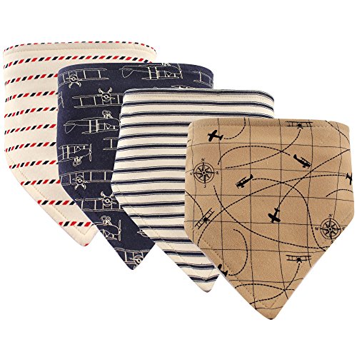 Image of Hudson Baby Unisex Baby Cotton Bandana Bibs, Airplane, One Size