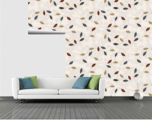 Image of CABANA HOMES Wall Stickers Botanical DIY Leaves Wallpaper for Home Decor (45 x 125 cm, 1 Roll) (6 sq. ft) Decorative Self Adhesive Decal Bedroom Living Room Wardrobe, Light Yellow