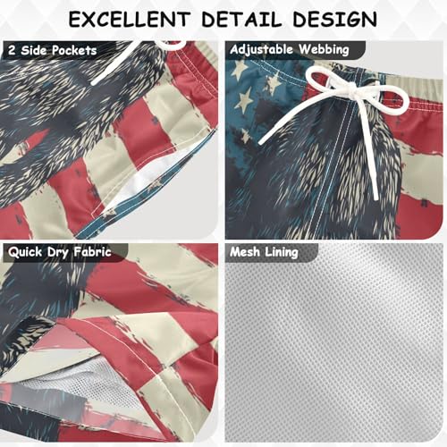 Boys Beach Board Shorts Monster Wild America Swim Trunk Teen Swimwear3