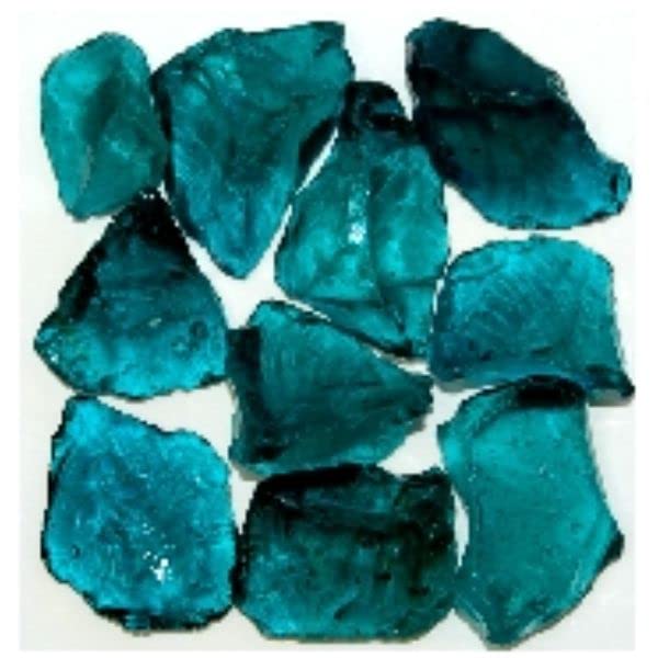 American Specialty Glass LTEALZZM-5 Recycled Chunky Glass Teal - Medium - 0.5-1 in. - 5 lbs