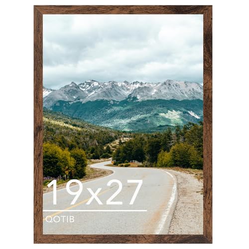 QOTIB 19x27 Picture Frame Deep Brown for Wall Hanging Wood 19 x 27 Frame Poster Photo Frame for Wall Horizontally or Vertically Deep Brown 1 Pack