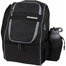 Innova Excursion Disc Golf Backpack Bag, Holds 25 Discs, Spacious Side Pocket, Rain Cover Included Black