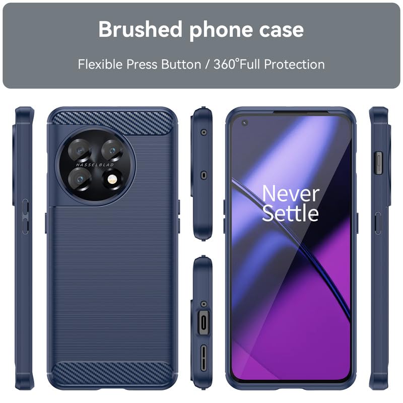 Image of Hybrid Carbon Fiber Back Case for OnePlus 11 (Blue)