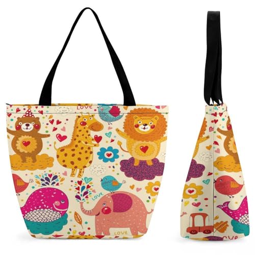 Sac de shopping lion éléphant idéal pour le voyage et les sorties week-end