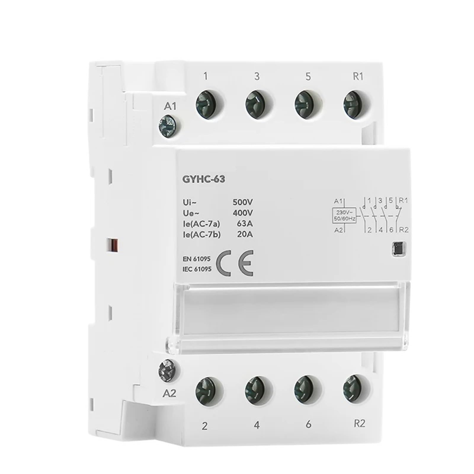 Stycznik modułowy AC do użytku domowego na szynie DIN 4P 40A 63A 4NO lub 2NC2NO 220V/230V 50/60HZ 4NC 3NO1NC 1 szt. (4P 63A 4NO 220V)