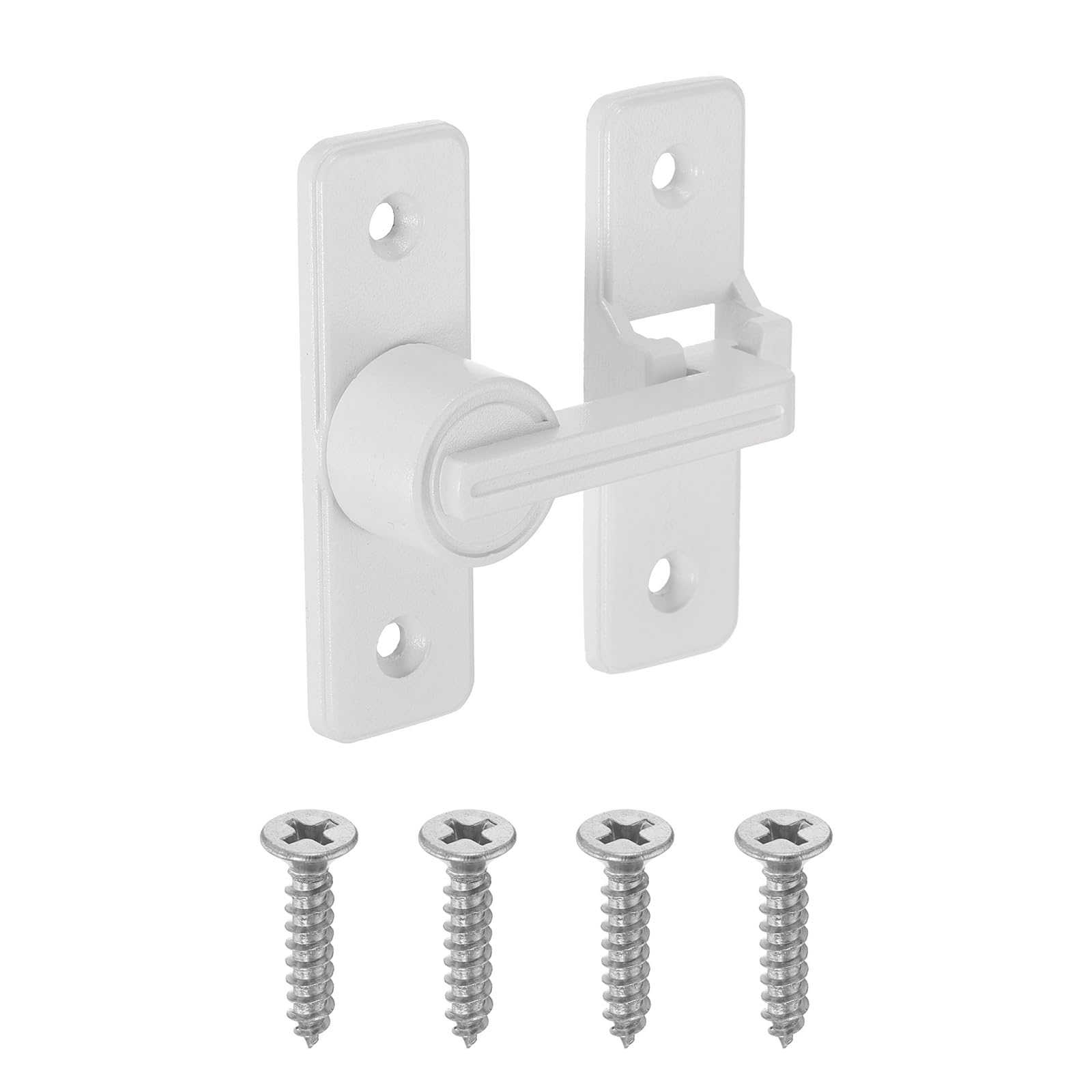 sourcing map 1Pcs Barn Door Lock, 180 Degree Flip Barn Door Lock for Double Hinged & Sliding Doors, Zinc Alloy Sliding Security Latch with Screws for Garden Bathroom Garage, White โ image 1