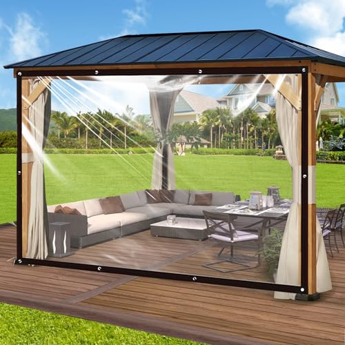 Wasserdichte Transparente Plane Mit Ösen 3x6m für Außenbereich - Abdeckplane für Terrasse, Hühnerstall