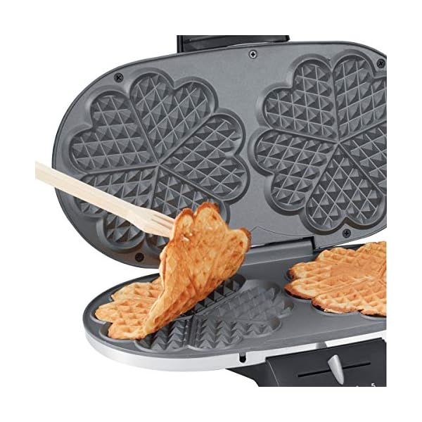 Cloer 1329 Doppelwaffeleisen für zwei Herzwaffeln, 1700 W, Waffelgröße je 15,5 cm, optische Fertigmeldung, mattiertes Edelstahlgehäuse – Bild 6