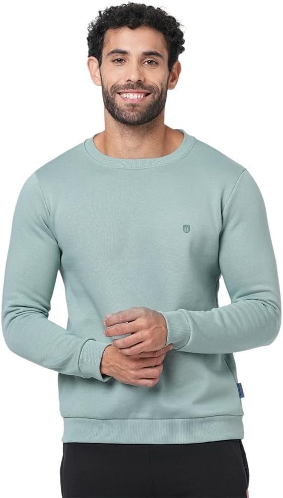 MARKRICH Crew Neck Solid Pure Cotton Sweatshirt | Round Neck Full Sleeve Sweatshirt | Men Cotton Rich Light Weight Crew Neck Sweatshirt (Regular Fit)