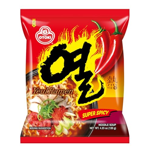 OTTOGI YEUL Ramen, 5 Pack of Super Spicy Flavor Korean Instant Noodle, Extreme Bold Spicy Hot Savory Broth (4.23oz x 5)