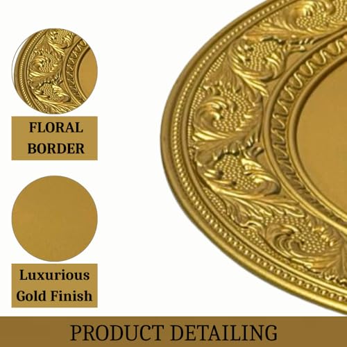 Image of Luxury Round Gold Decorative Plate | Pooja Thali, Gift Hamper Base, Charger Plate & Decorative Platter for Home Decor, Wedding & Festive Gifting