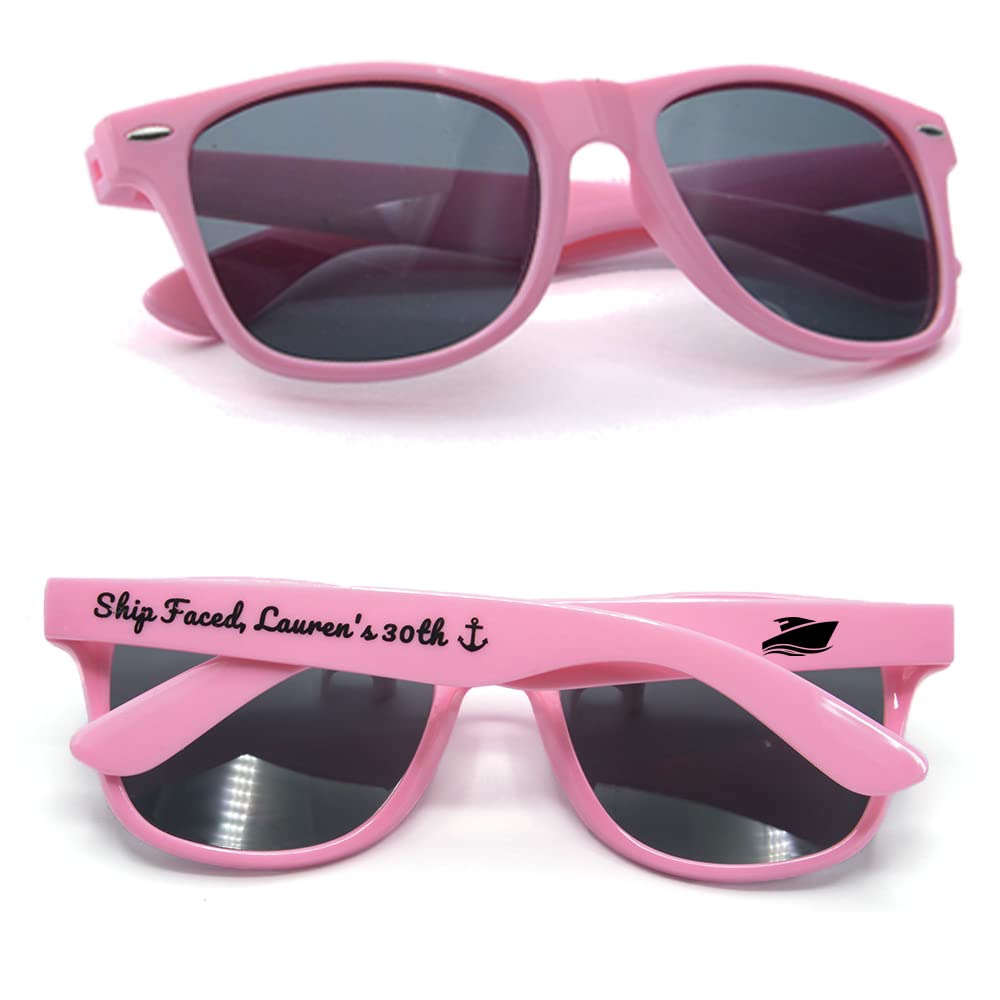 GZLDGIFTS Personalized Sunglasses Bulk Party Favors Adult Gifts Custom Wedding/Bachelor/Birthday/School Graduation/Bridal/Groomman/Company Personalized Party Sunglasses Gifts For Guests (10PC Pink)