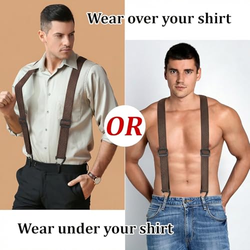 Image of SUNEZLGO Suspenders for Men Heavy Duty, X Back Hidden Suspender 1.5 inch Under Clothing, Adjustable Work Suspenders for Men Women
