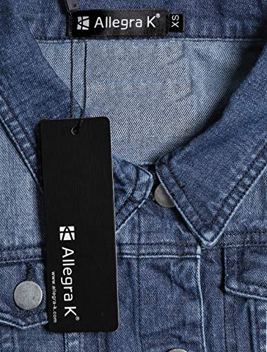 Allegra K Women's Buttoned Washed Denim Vest Jacket W Chest Flap Pockets4