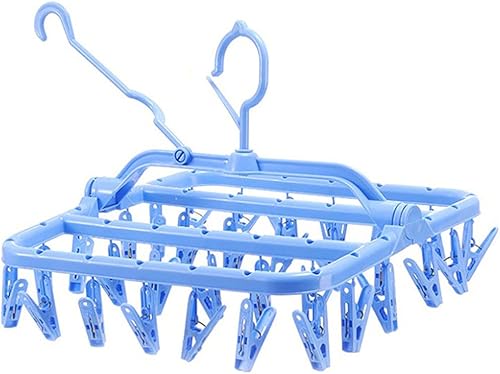 Radefasun Gancho de clip y goteo con 32 clips gancho giratorio de plástico portátil plegable para ropa de bebé accesorios de viaje plegables para