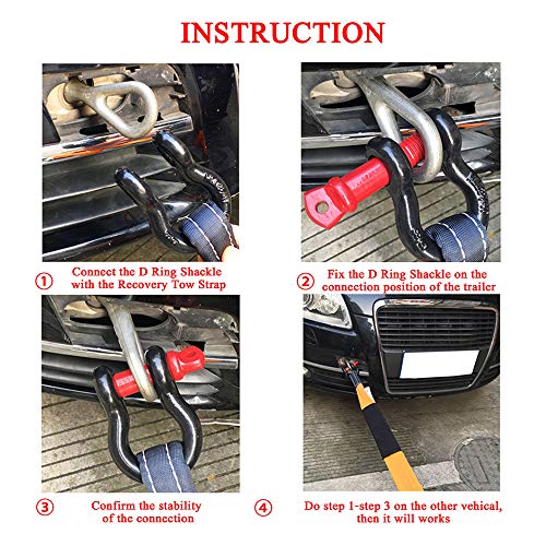 Yorten Conjunto de 2 acessórios de reboque para reboque de manilha de anel D, isolador de manilha pa