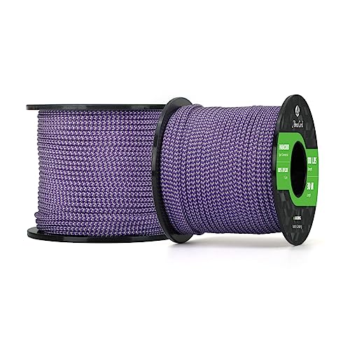 Abma Cord Paracord 100 lbs 2mm 100% Nylon 30M - Purple & Silver Grey, Shockwave-purple & Silver Grey, 30 Meters