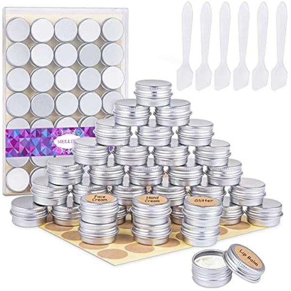 35 sztuk aluminiowych pojemników na krem, puste metalowe słoiczki, małe puszeczki na kremy z pokrywką, do balsamu do ust, kosmetyków, kremów, próbek sztuki paznokci, 5 ml, 5 g