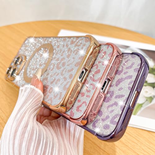 Coque iPhone 13 Pro Max avec motif léopard pailleté doré chic - 6