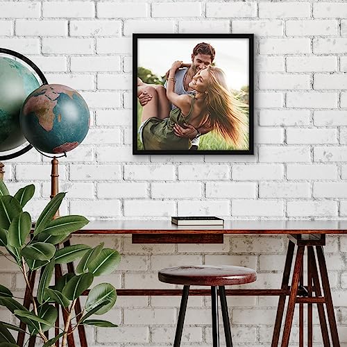 Americanflat 13x13 Picture Frame with Polished Plexiglass - Streamline Collection - Thin Border Square Frame for Wall Display - Hanging Hardware Included - Black