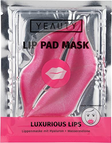 YEAUTY LUXURIOUS LIPS LIP PAD MASK, mit Hyaluron und Wassermelonengeschmack, die Lippenmaske mit dem Pink-Glamour-Effekt, sorgt für hervorragend softe Lippen, 1x 1 Stück