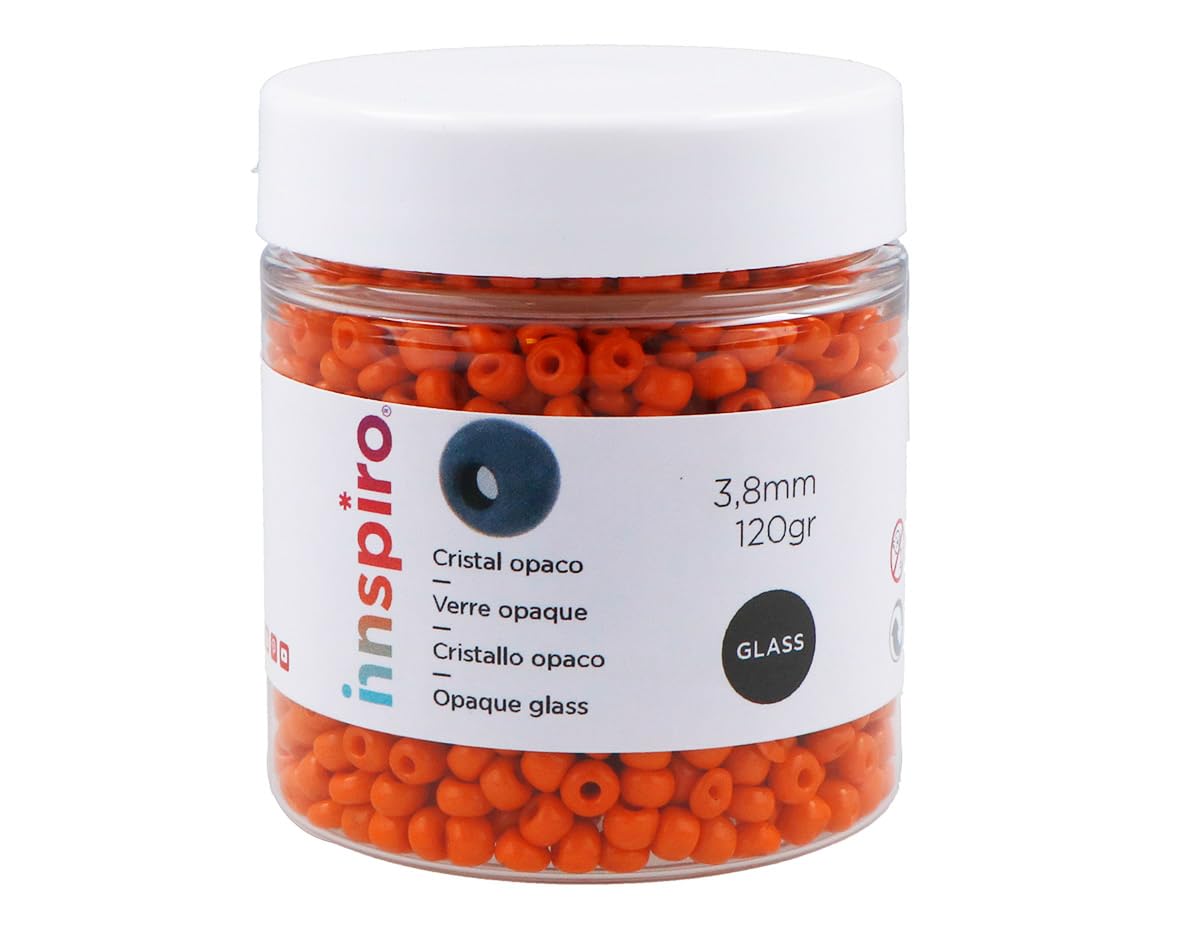 INNSPIRO Orange Opaque Round Glass Rock 3.8mm 6/0 120g