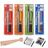  Lot 4 cajas Pilot Parallel Pen: 1,5 mm + 2,4 mm + 3,8 mm + 6,0 mm + 12 cartuchos de tinta varios colores + 6 cartuchos negras + 1 regla marcapáginas en madera blumie