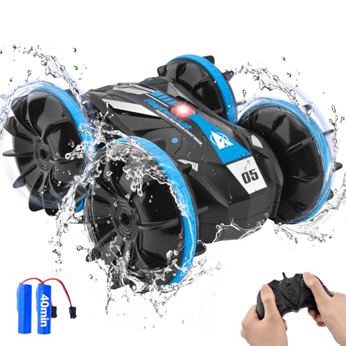 Amphibious Remote Control Car Boat Waterproof RC Monster Truck Stunt Vehicle 4WD 360°All Terrain Rotating Water Beach Pool Toys for 6 7 8 9 10 11 12 Years Boys Girls Christmas Birthday Gifts