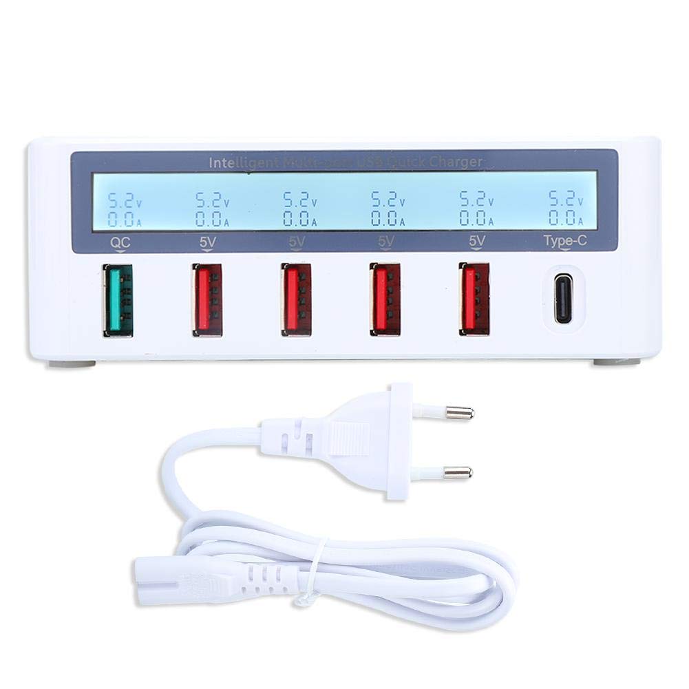 Wieloportowa ładowarka USB, stacja dokująca multi USB Bezprzewodowa ładowarka z QC 3.0 i wyświetlaczem LCD Szybka ładowarka biurkowa do smartfona, tabletu, komputera