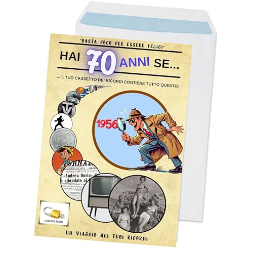B3AL Libretto 70 anni 1956 – 20 pagine di ricordi e curiosità – con busta – regalo vintage A4 – disponibili anche per 50 anni – made in Italy (70)