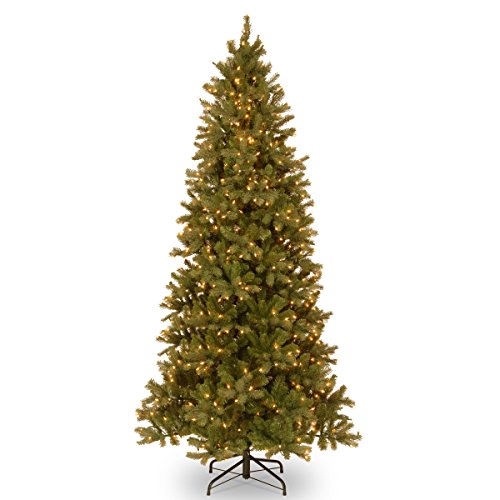 National Tree 9 Foot  Feel Real  Downswept Douglas Fir Slim Tree with 800 Clear Lights, Hinged (PEDD1-323-90)